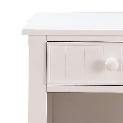 Poundex Wooden Night Stand With Bottom Open Shelf, White
