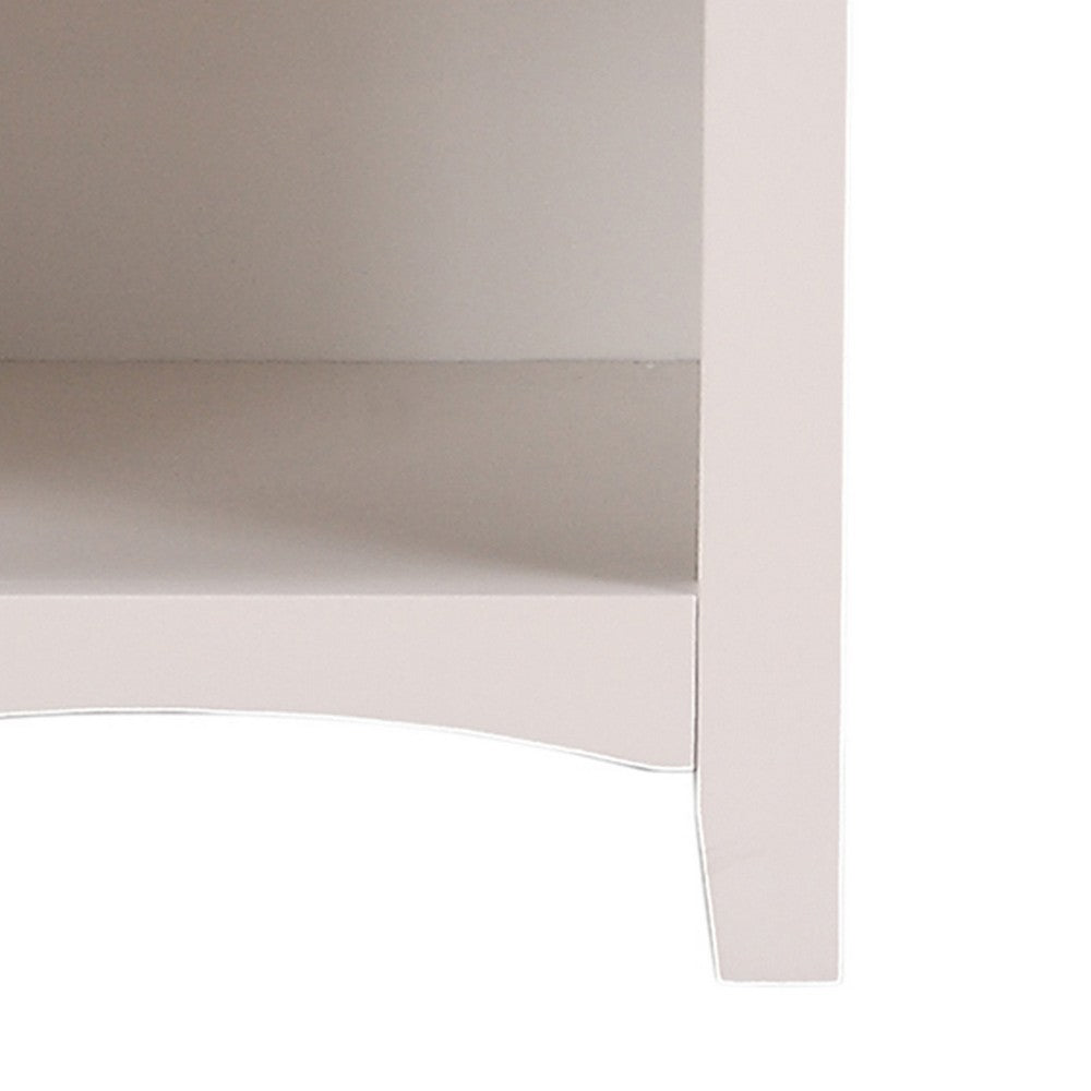 Poundex Wooden Night Stand With Bottom Open Shelf, White