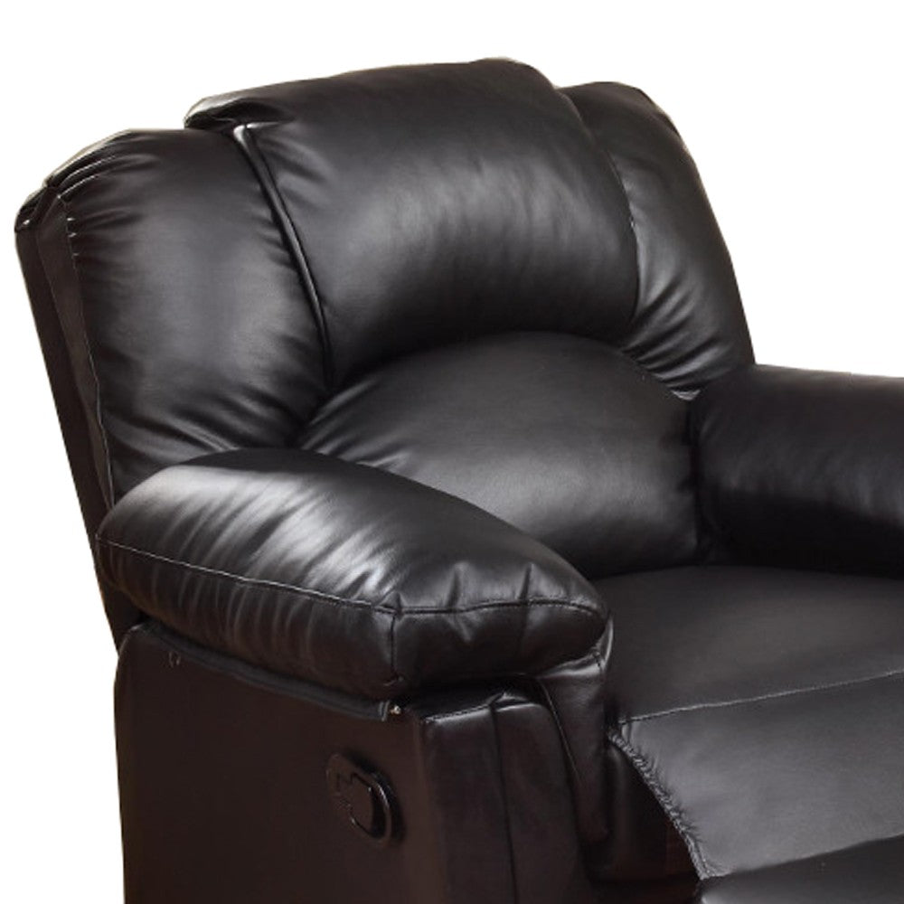 Poundex Bonded Leather Rocker/Recliner Black