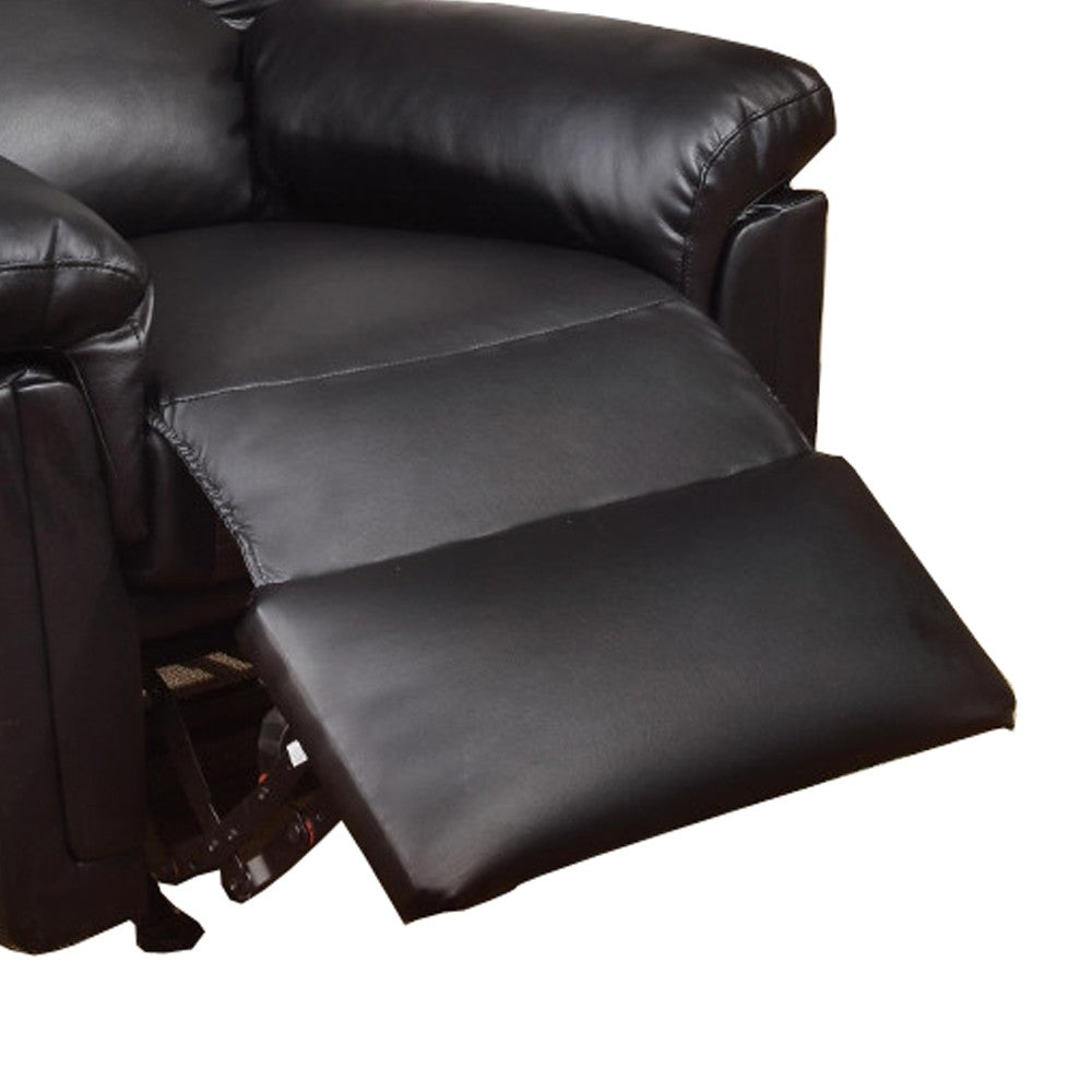 Poundex Bonded Leather Rocker/Recliner Black