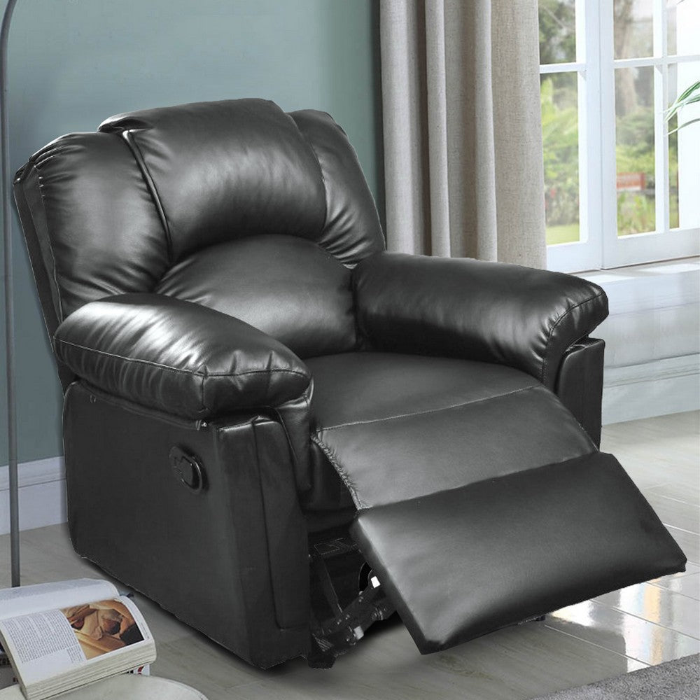 Poundex Bonded Leather Rocker/Recliner Black