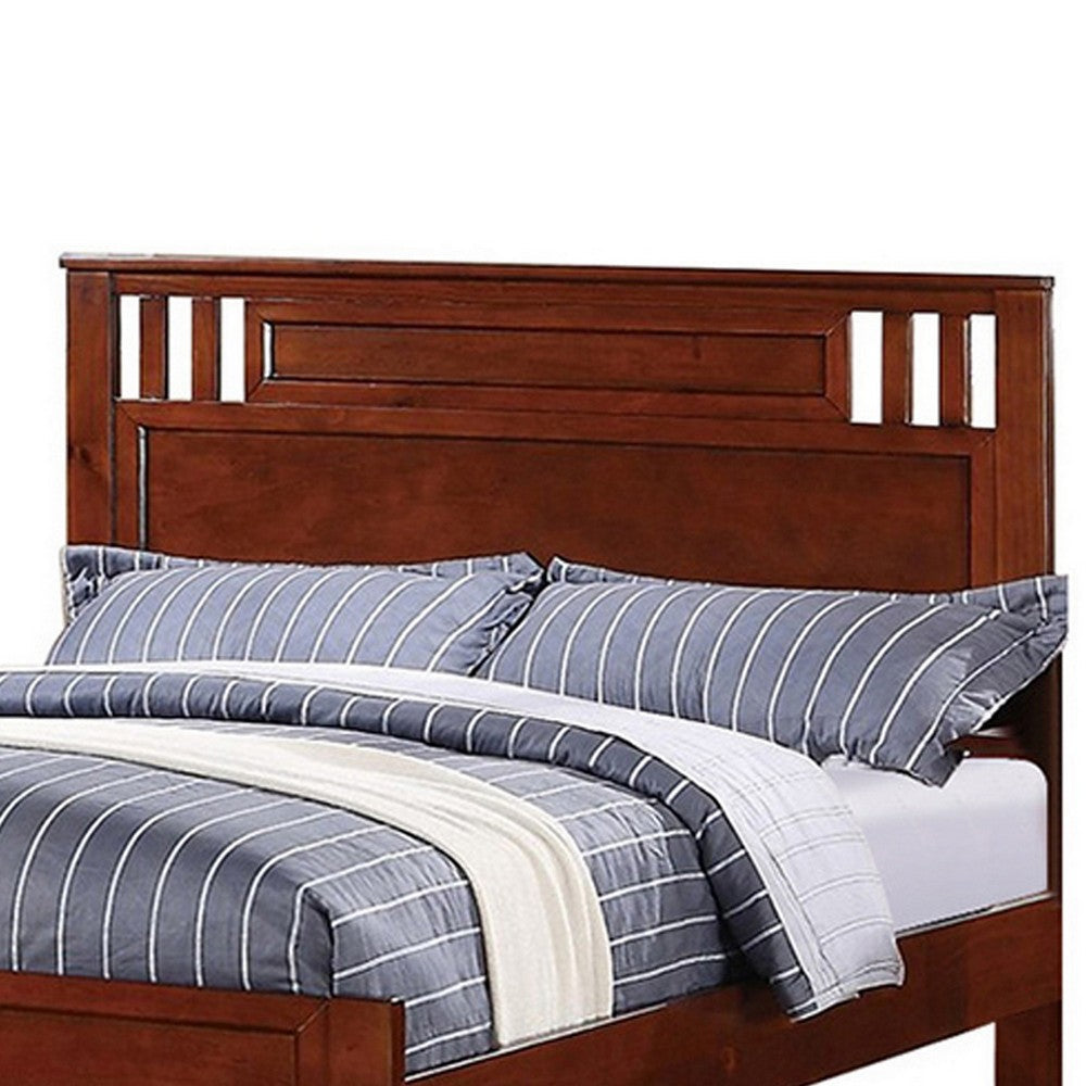 Poundex Transitional Pine Wood Twin Bed, Panel Design Vertical Slats, Brown