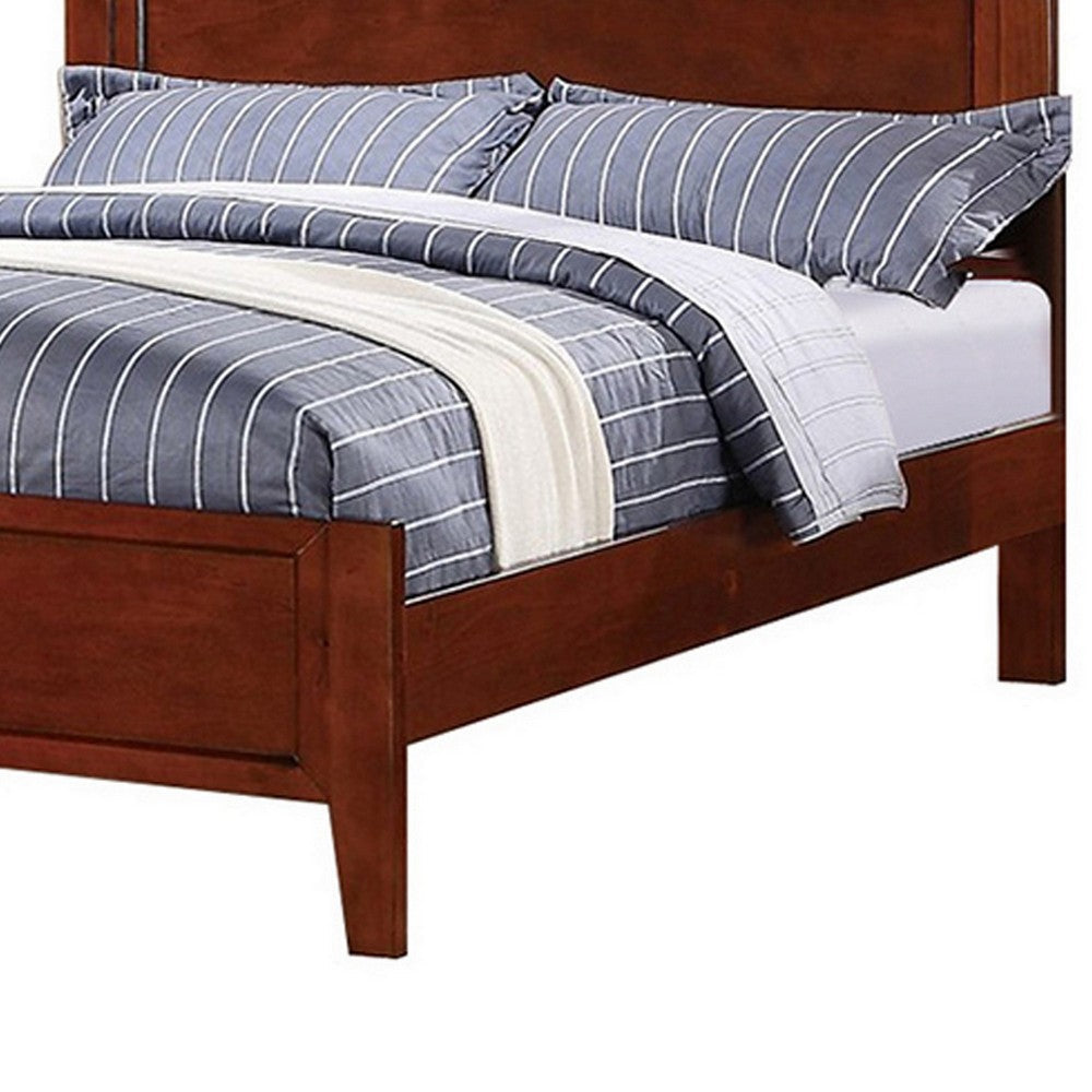 Poundex Transitional Pine Wood Twin Bed, Panel Design Vertical Slats, Brown