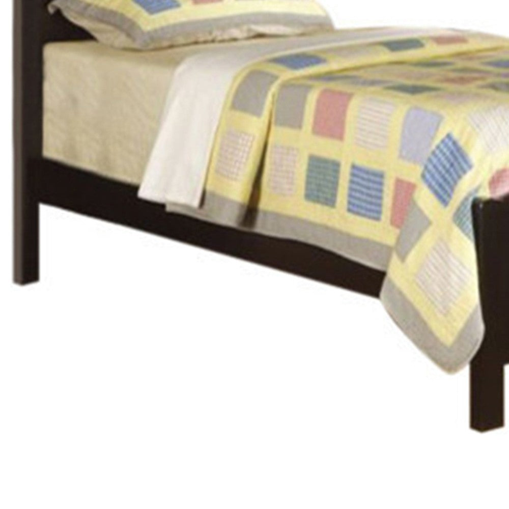 Poundex Wooden Twin Size Bed With Headboard And Footboard, Black