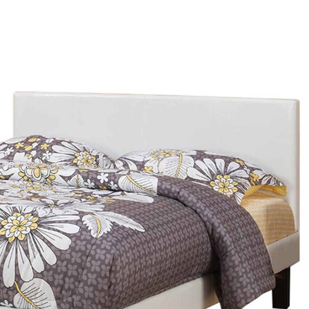Poundex Serene Slated Wooden Full Bed In Faux Leather 12 Slats, White
