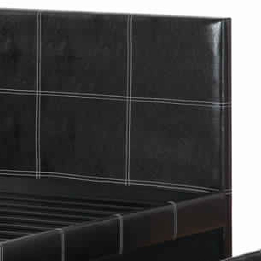 Poundex Commodius Full Bed With Rundle Espresso Faux Leather,Black