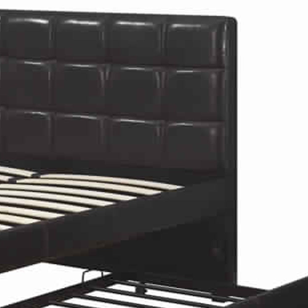 Poundex Entralling Twin Bed With Trundle Squ Tufted Head Boards Espresso,Brown