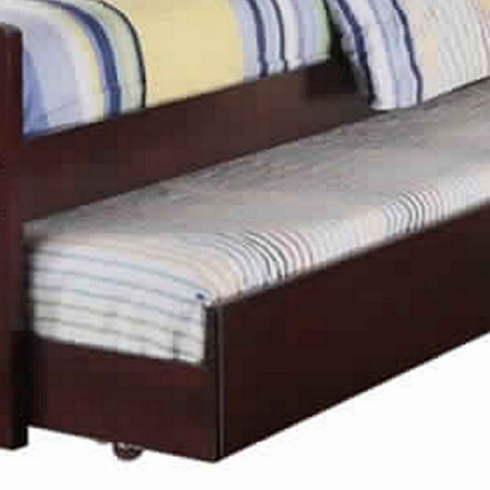Poundex Fascinating Wooden Twin Bed With Trundle, Cherry Brown