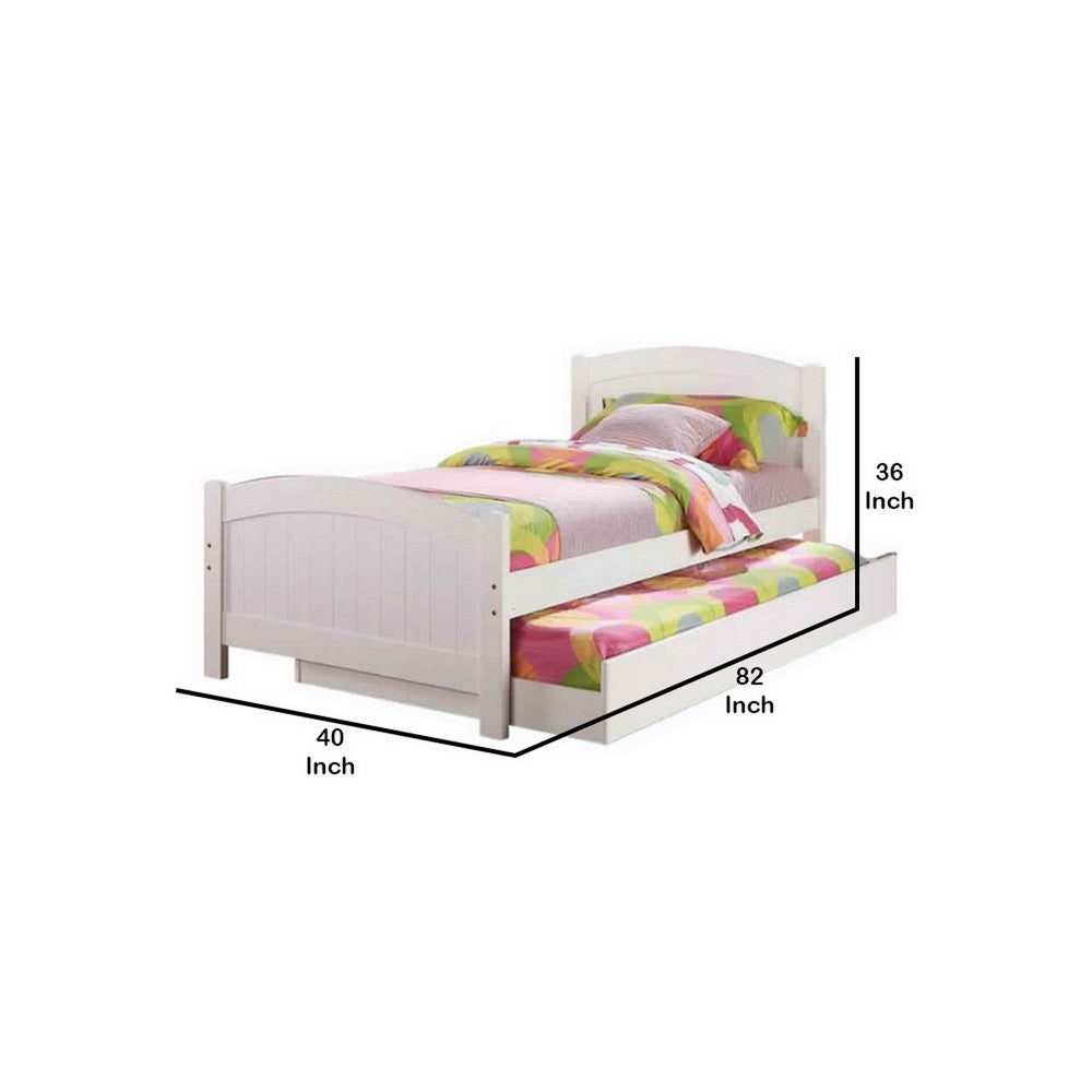 Poundex Stylish Twin Bed With Trundle,White
