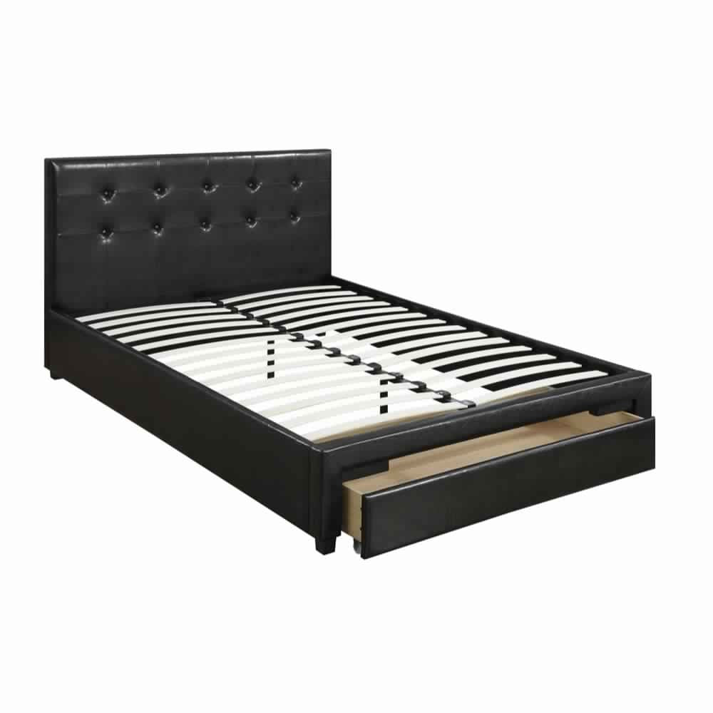 Poundex Vivid Full Bed WithDrawer,Black Pu