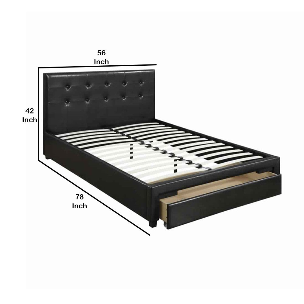 Poundex Vivid Full Bed WithDrawer,Black Pu