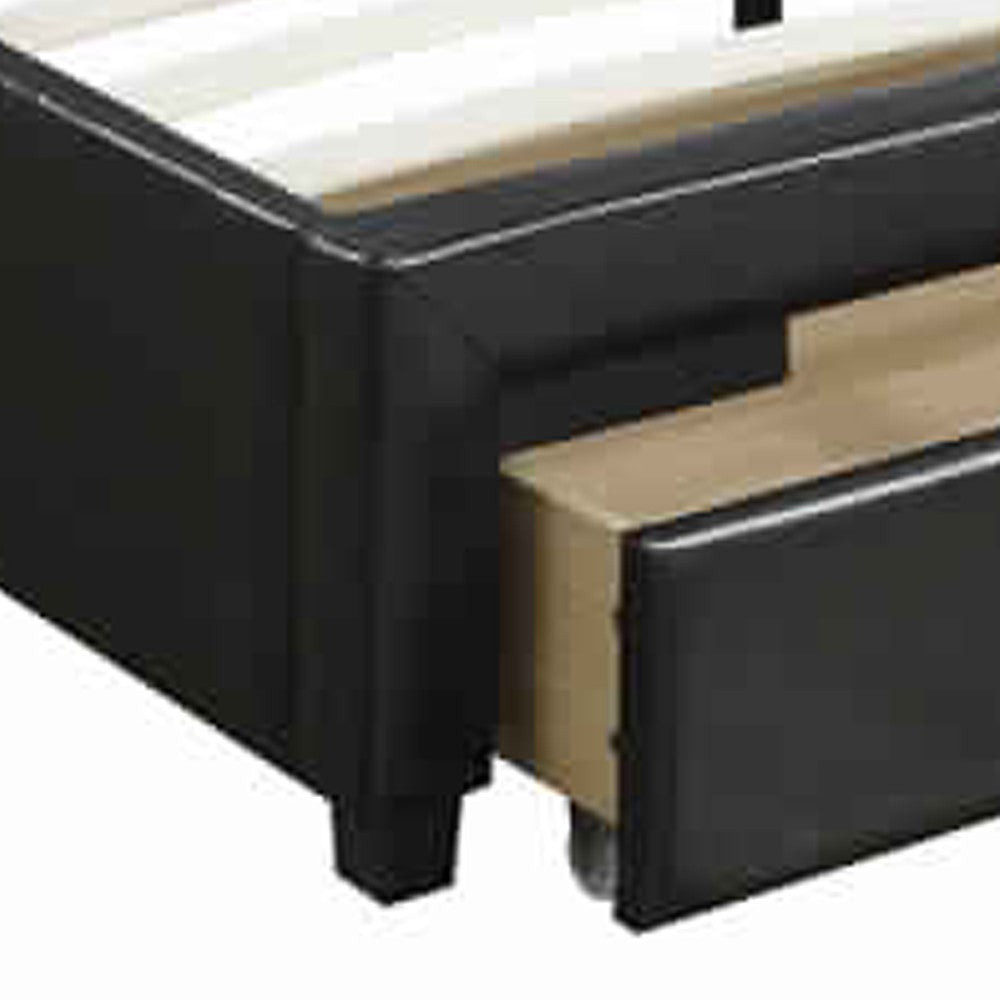 Poundex Captivating Queen Bed WithDrawer,Black Pu