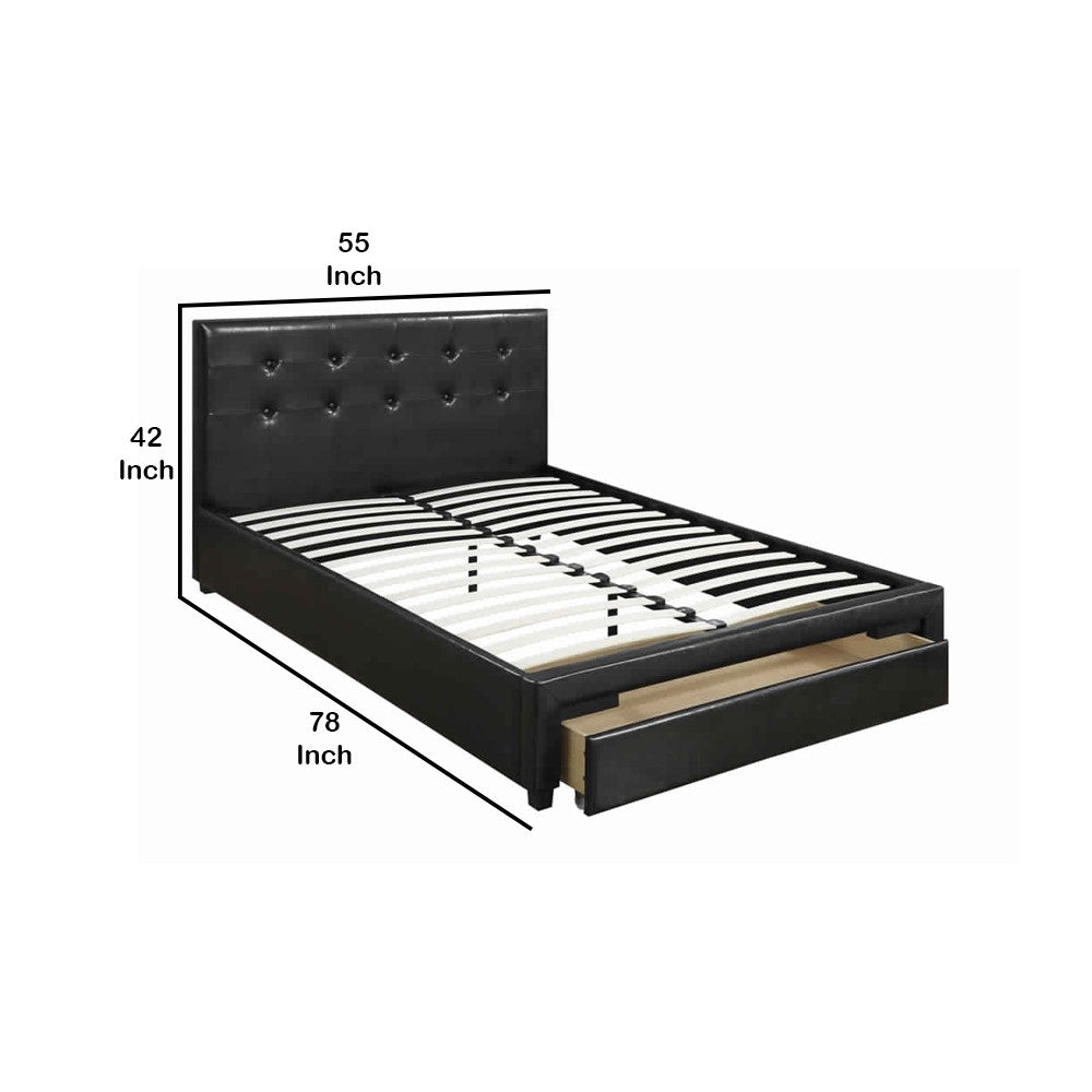 Poundex Captivating Queen Bed WithDrawer,Black Pu
