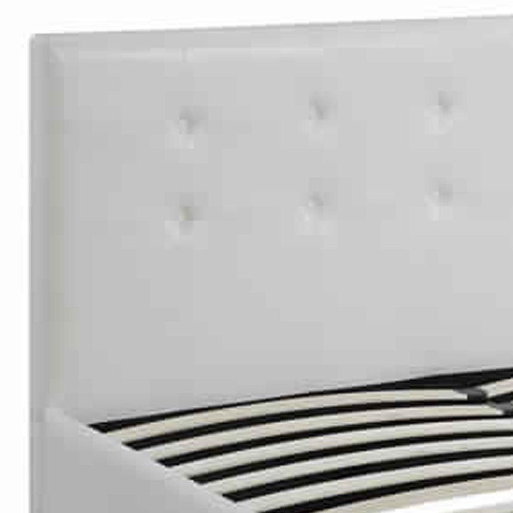 Poundex Striking Queen Bed WithDrawer,Pu White