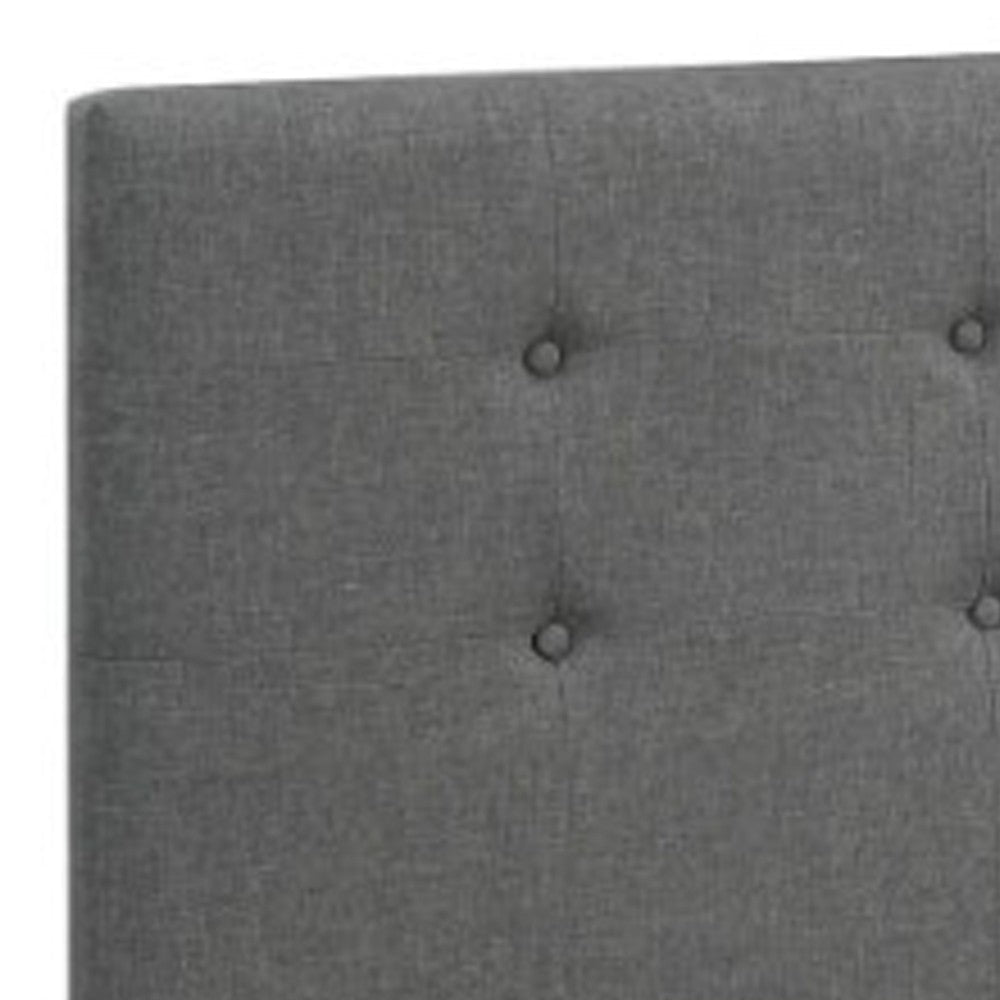 Poundex Upholstered Wooden Full Bed With Button Tufted Headboard & Lower Storage Drawer Gray