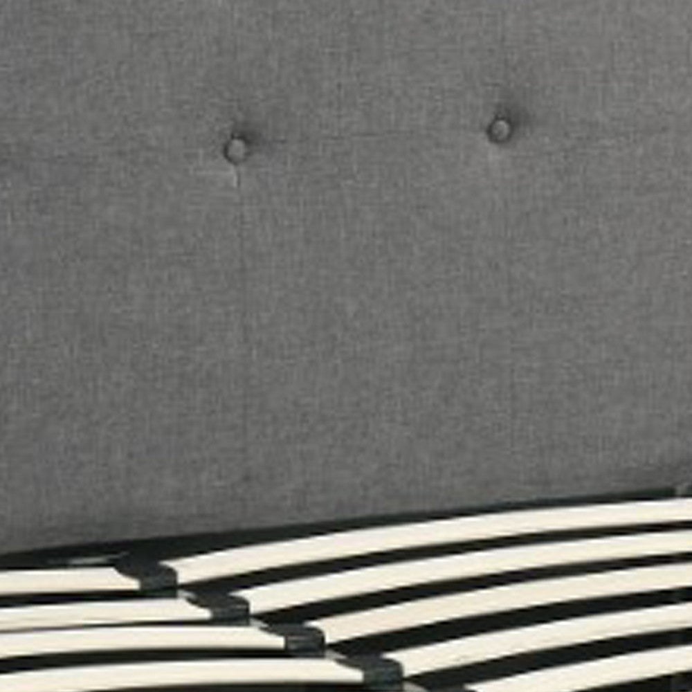 Poundex Upholstered Wooden Full Bed With Button Tufted Headboard & Lower Storage Drawer Gray