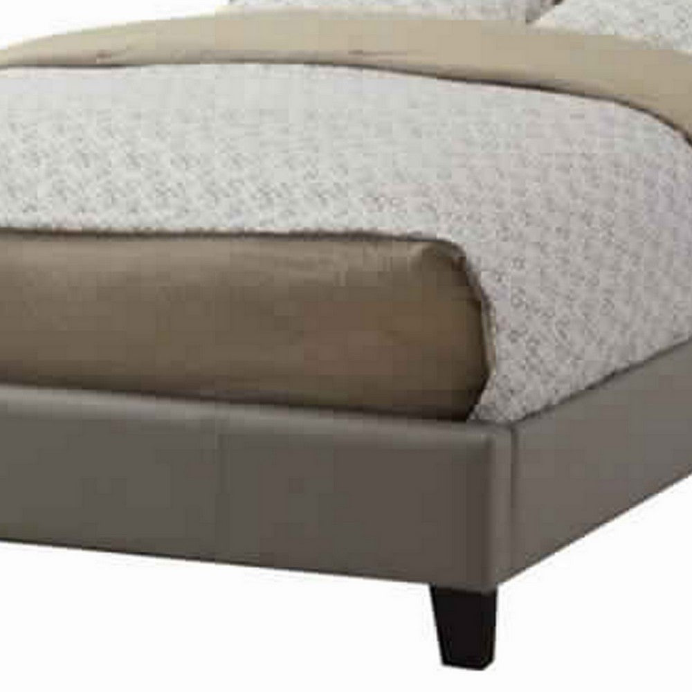 Poundex Elegant Wooden Full Bed With White PU Head Board, Gray