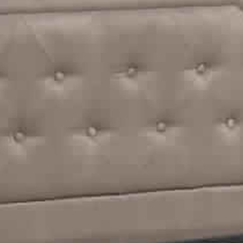 Poundex Stunning Upholstered Wooden Full Bed With Button Tufted Headboard, Tan
