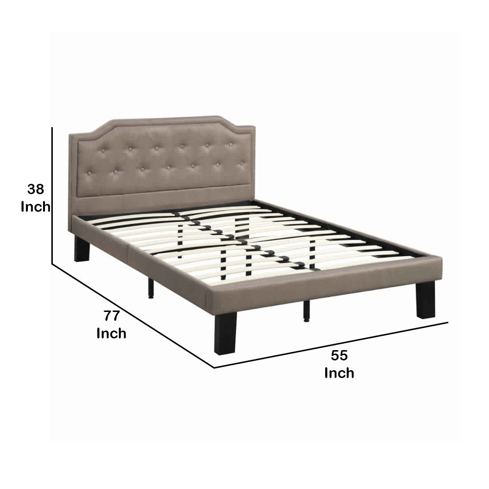 Poundex Stunning Upholstered Wooden Full Bed With Button Tufted Headboard, Tan