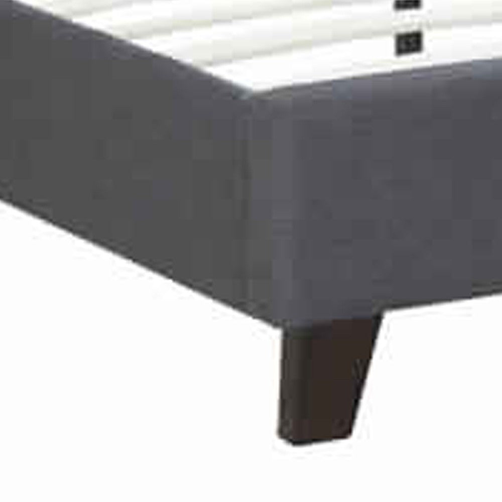 Poundex Polyfiber Upholstered Full Size Bed Featuring Nail head Trim Blue Gray