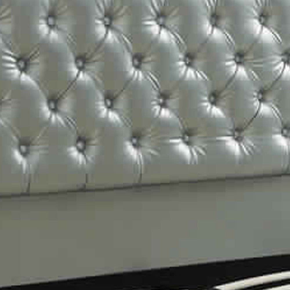 Poundex Faux Leather Upholstered Full Size Bed Featuring Nail head Trim