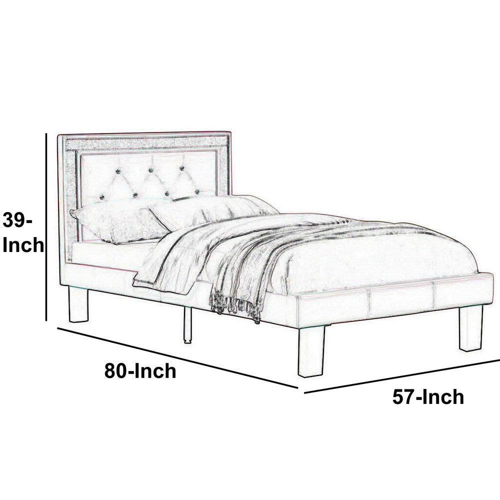 Poundex Silky And Sheeny Wooden Full Bed With Pink PU Tufted Head Board, Pink Finish