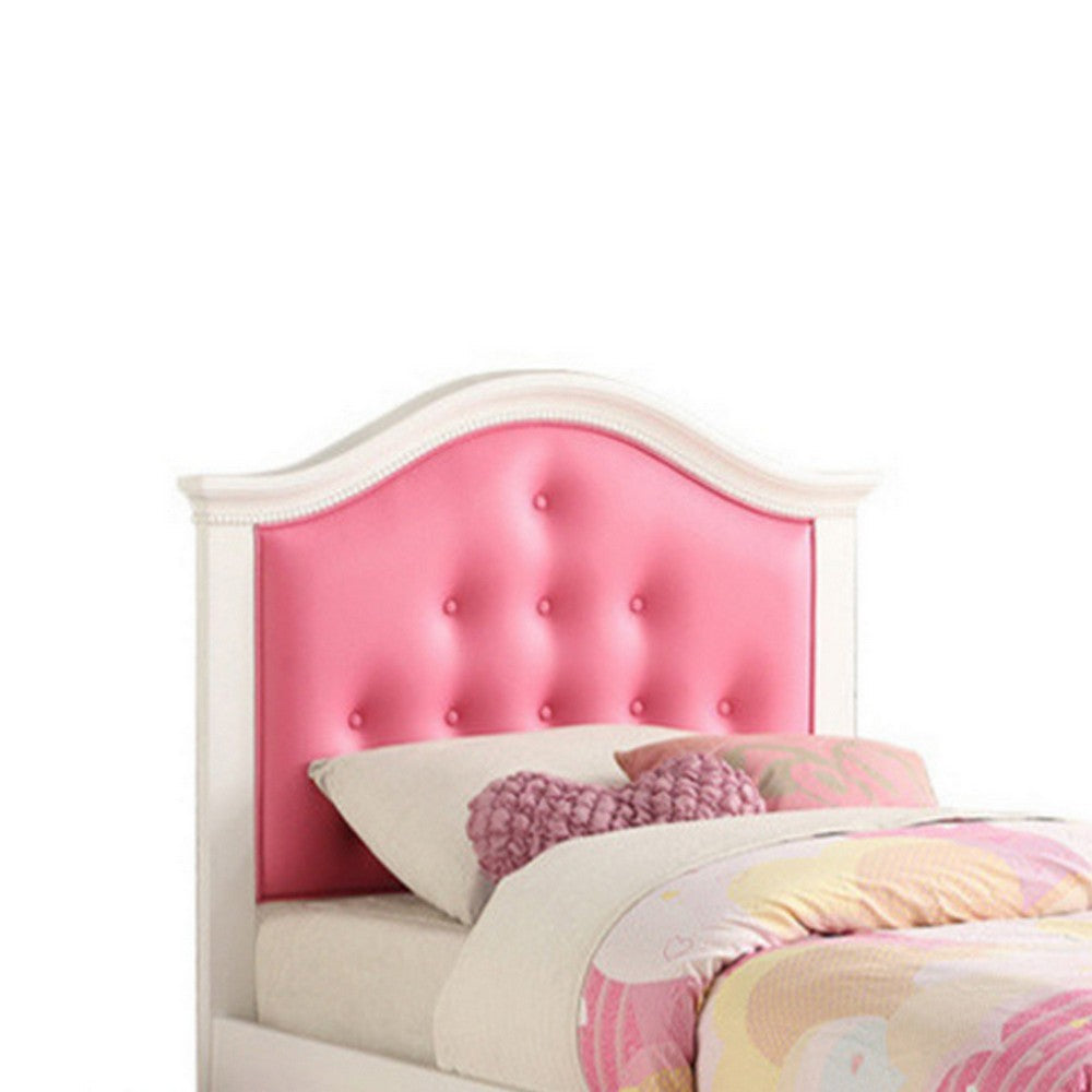 Poundex Cherub Twin Size Bed With Trundle In Pink And White