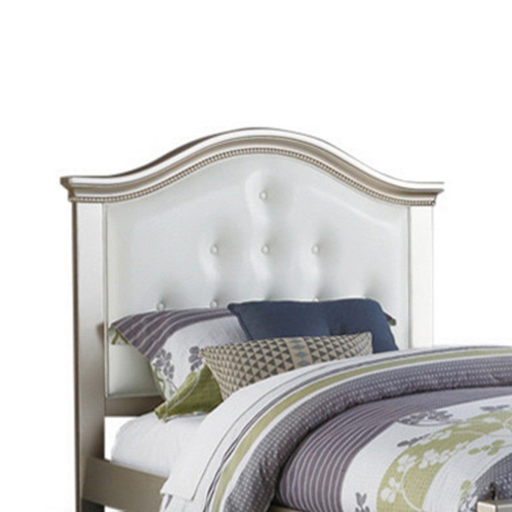 Poundex Cherub Twin Size Bed With Trundle In Silver And White