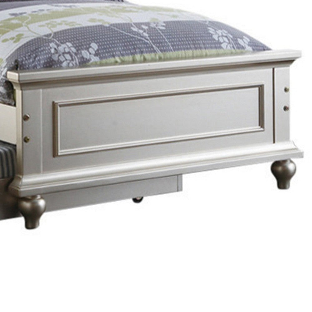 Poundex Cherub Twin Size Bed With Trundle In Silver And White