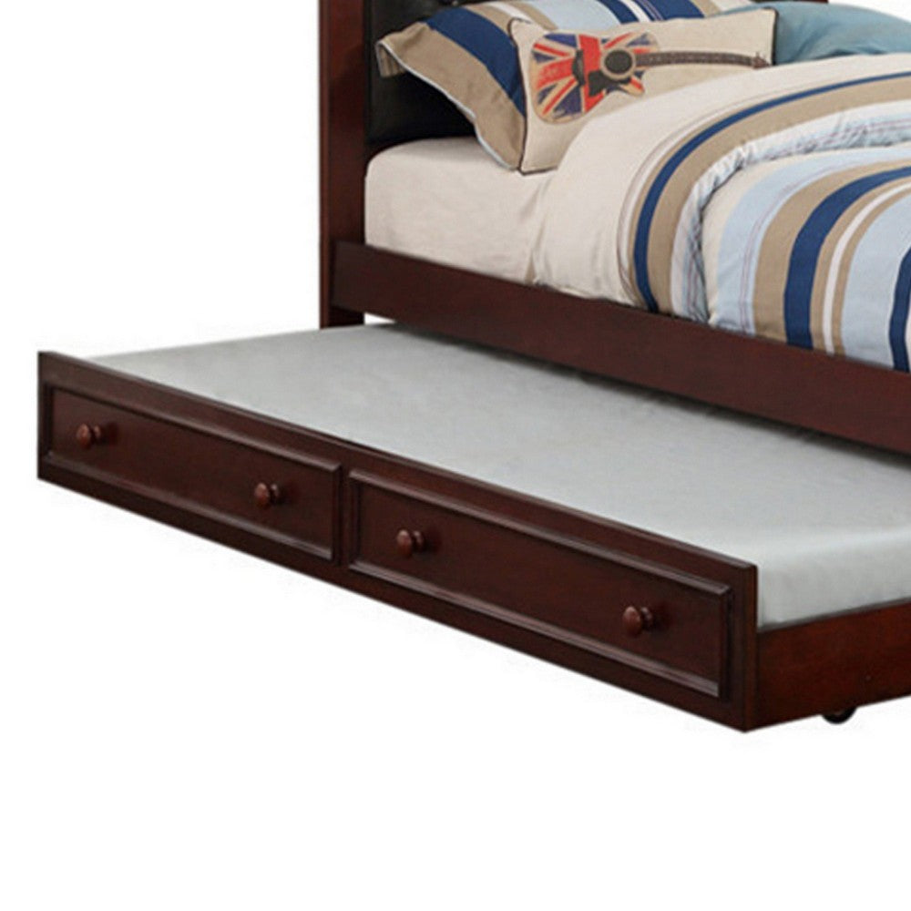 Poundex Cherub Twin Size Bed With Trundle In Black And Cherry Brown
