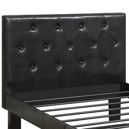 Poundex Faux Leather Upholstered Twin size Bed With tufted Headboard Black