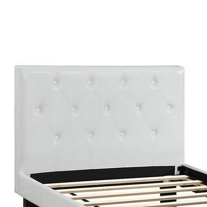 Poundex Faux Leather Upholstered Twin size Bed With tufted Headboard White
