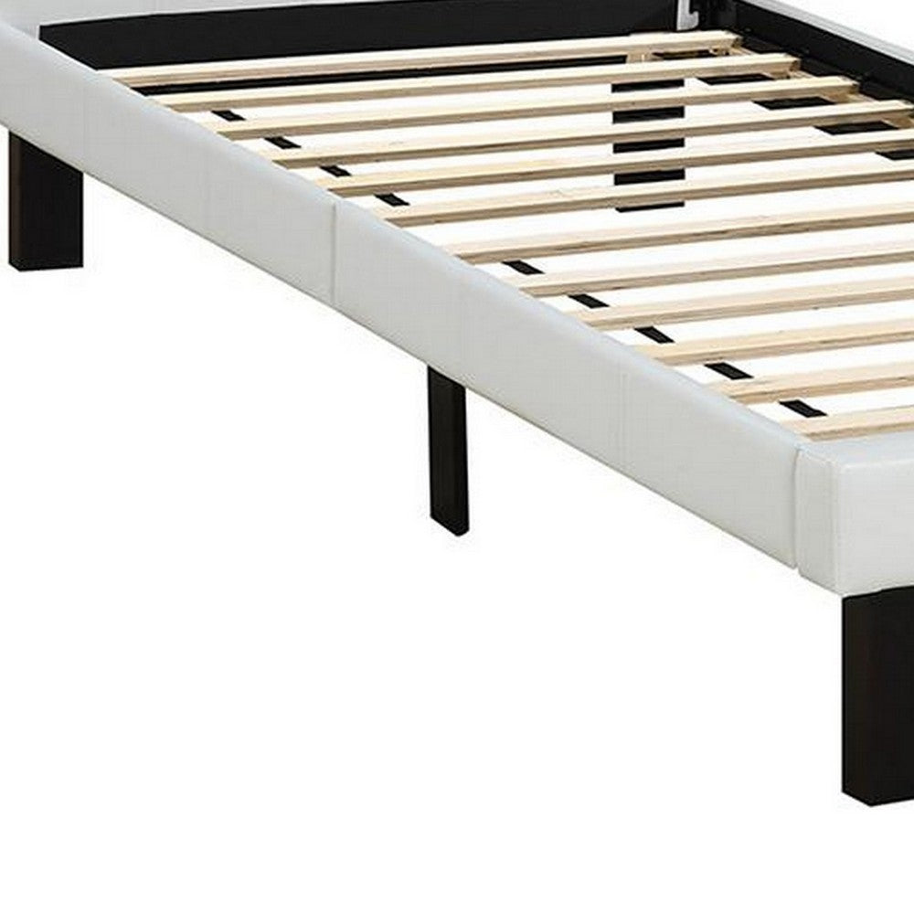 Poundex Faux Leather Upholstered Twin size Bed With tufted Headboard White
