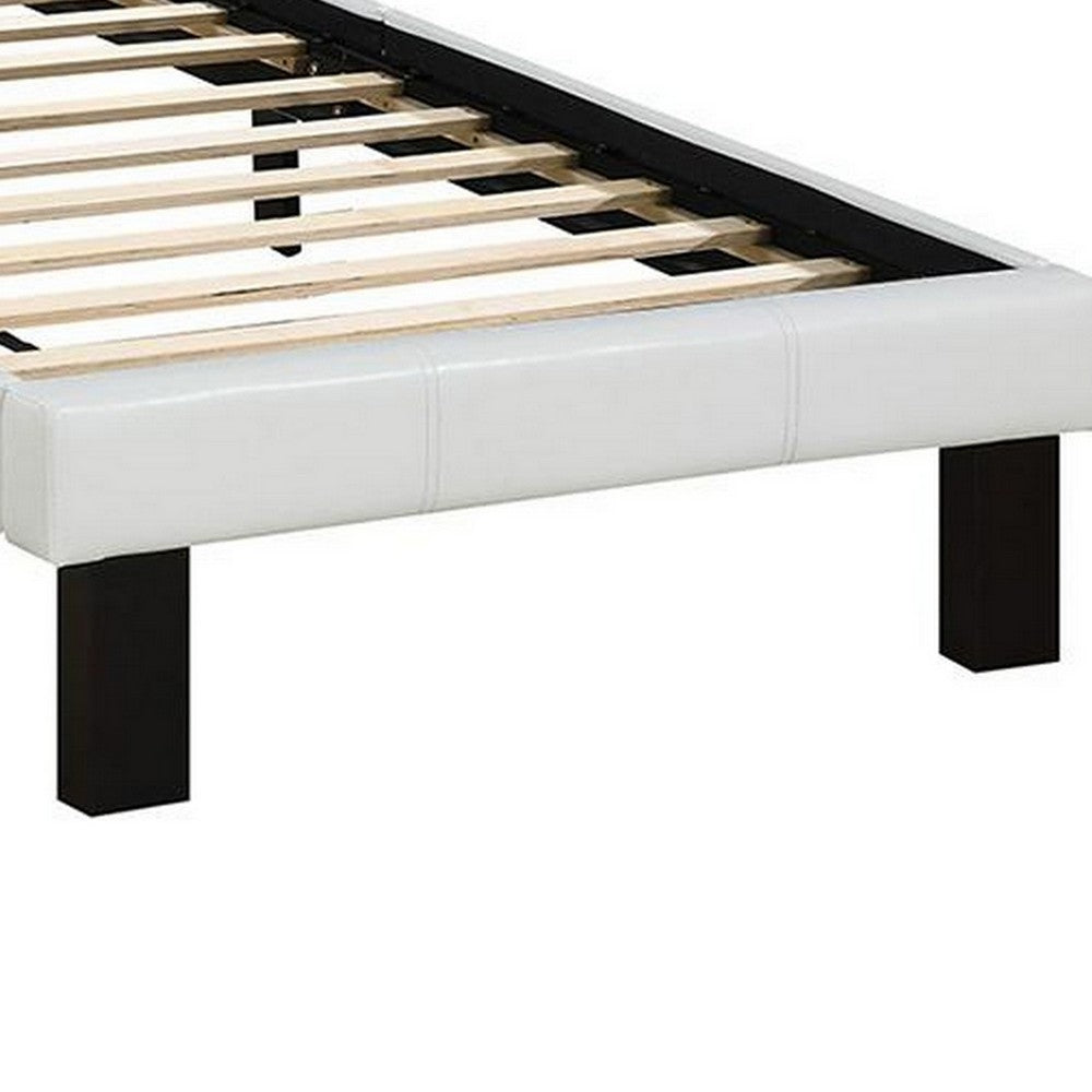 Poundex Faux Leather Upholstered Twin size Bed With tufted Headboard White