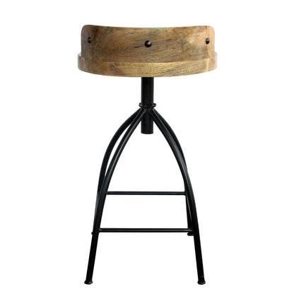 The Urban Port Pia 25-31 Inch Industrial Style Counter Height Stool with Adjustable Swivel Seat, Brown, Black