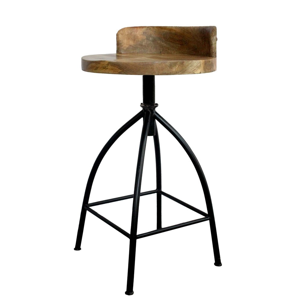 The Urban Port Pia 25-31 Inch Industrial Style Counter Height Stool with Adjustable Swivel Seat, Brown, Black