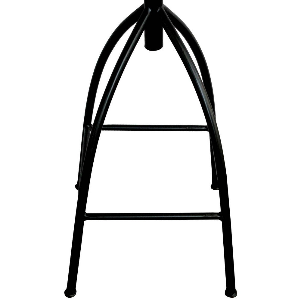 The Urban Port Pia 32-35 Extra Tall Adjustable Barstool, Set of 2, Natural Brown Mango Wood Seat, Black Iron Frame