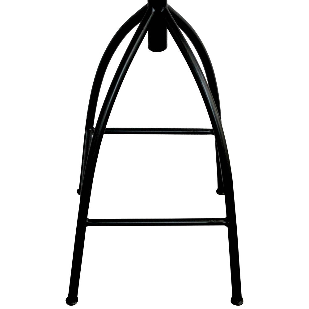 The Urban Port Pia 32-35 Extra Tall Adjustable Barstool, Natural Brown Mango Wood Seat, Black Iron Frame