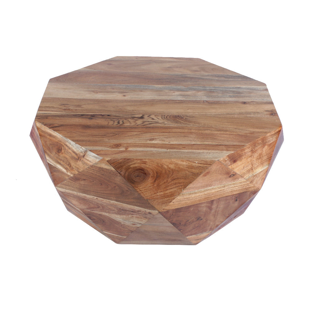 The Urban Port Bon 33 Inch Diamond Shape Acacia Wood Coffee Table With Smooth Top, Natural Brown