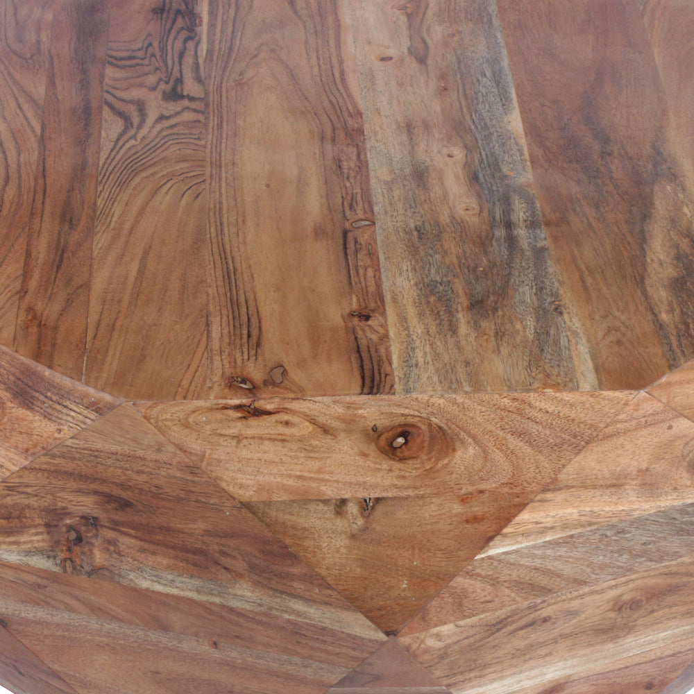 The Urban Port Bon 33 Inch Diamond Shape Acacia Wood Coffee Table With Smooth Top, Natural Brown