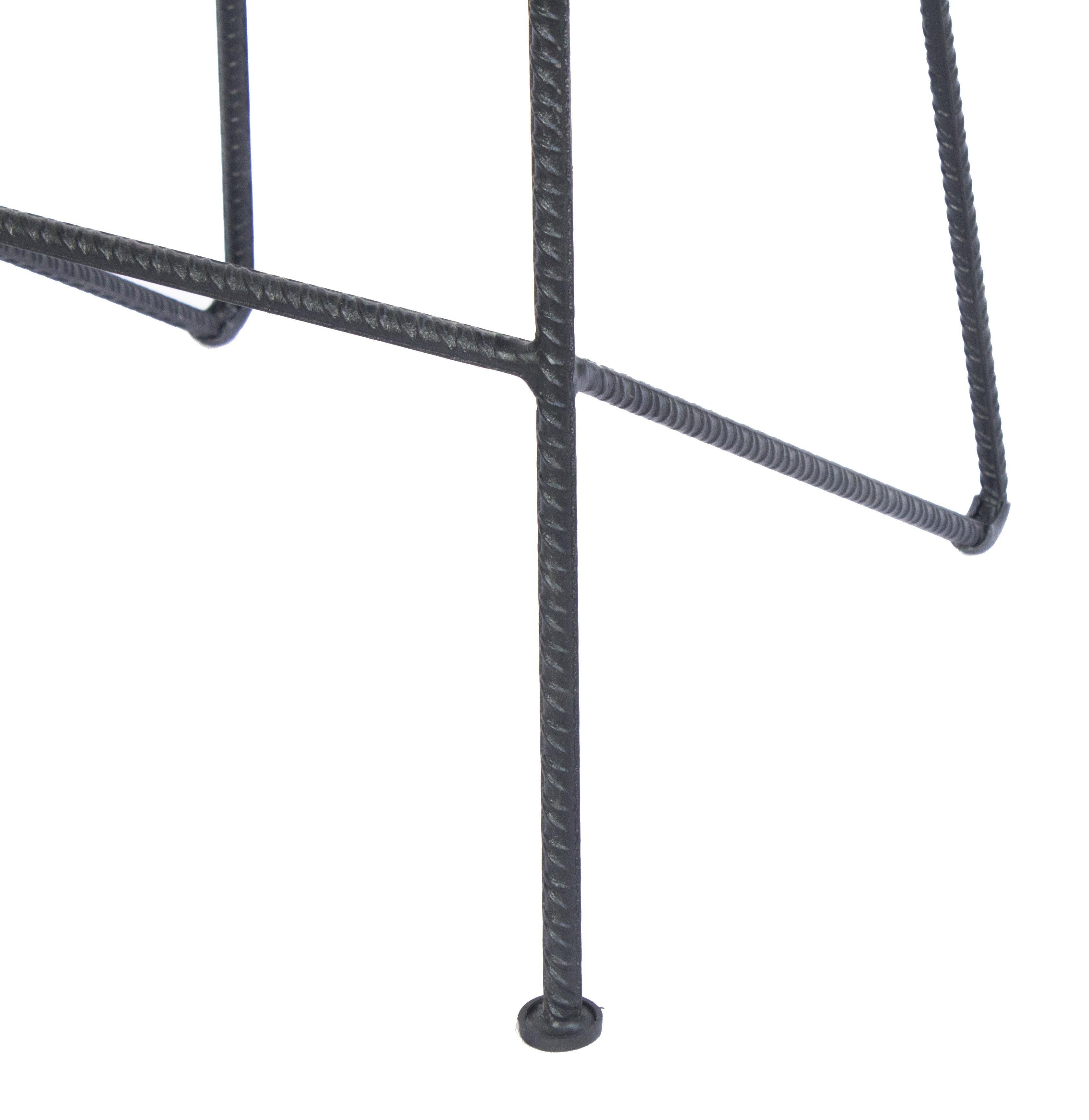 The Urban Port Jael 28 Inch Bar Stool with Mango Wood Saddle Seat, Iron Rod Legs, Brown And Black