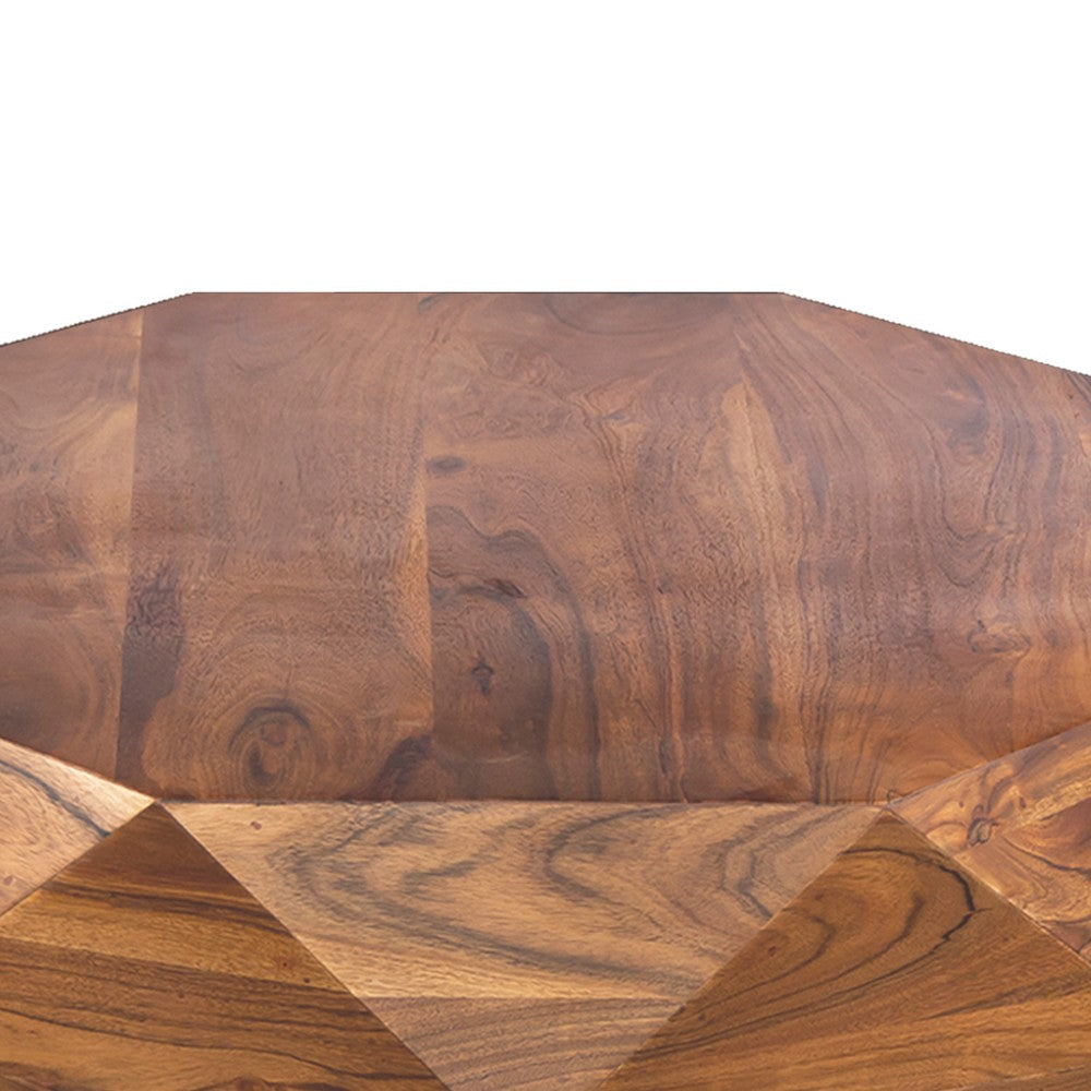 The Urban Port Bon 33 Inch Diamond Shape Acacia Wood Coffee Table With Smooth Top, Dark Brown