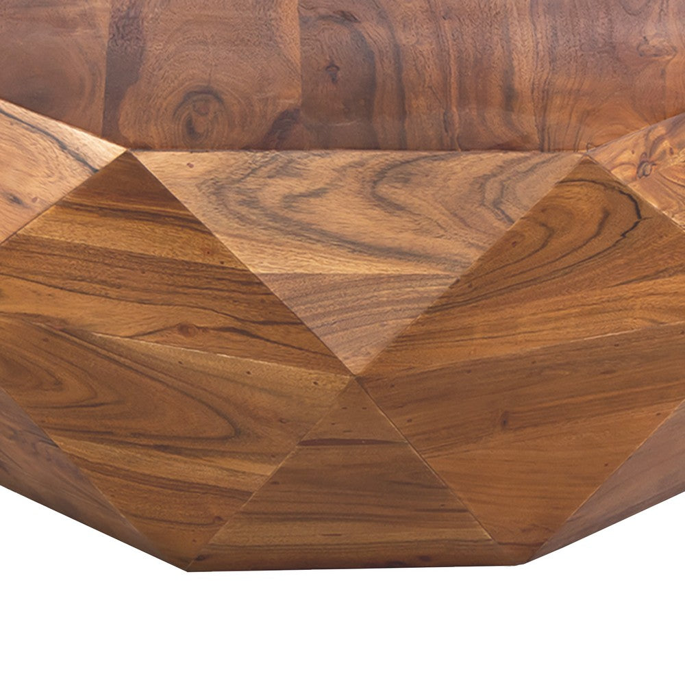 The Urban Port Bon 33 Inch Diamond Shape Acacia Wood Coffee Table With Smooth Top, Dark Brown