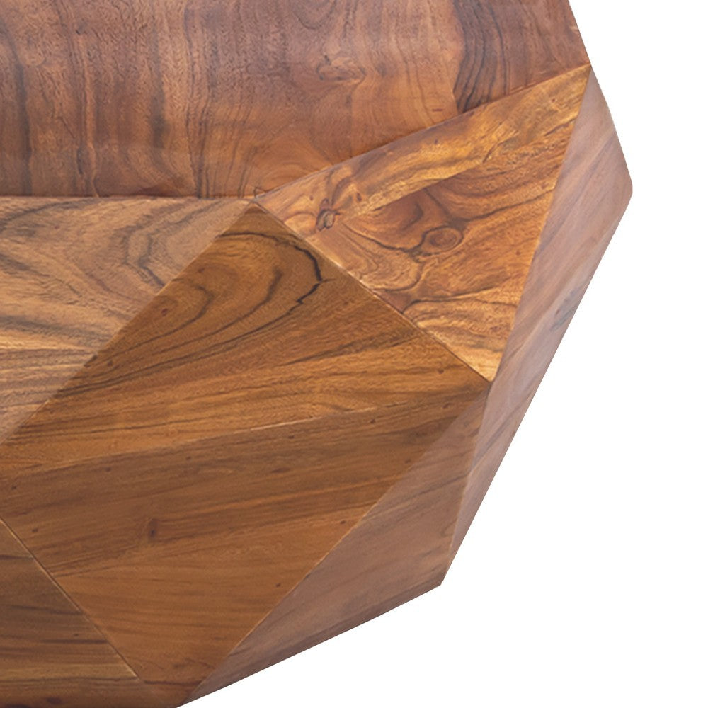 The Urban Port Bon 33 Inch Diamond Shape Acacia Wood Coffee Table With Smooth Top, Dark Brown