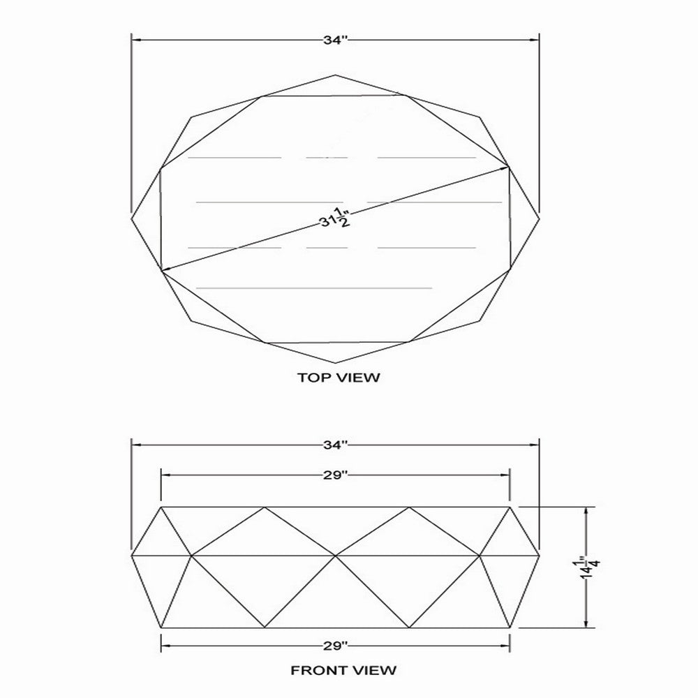 The Urban Port Bon 33 Inch Diamond Shape Acacia Wood Coffee Table With Smooth Top, Dark Brown