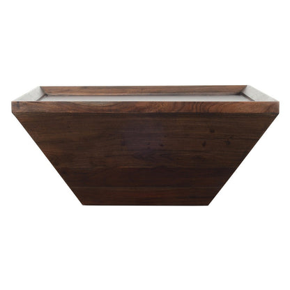The Urban Port 36 Inch Square Shape Acacia Wood Coffee Table with Trapezoid Base, Brown