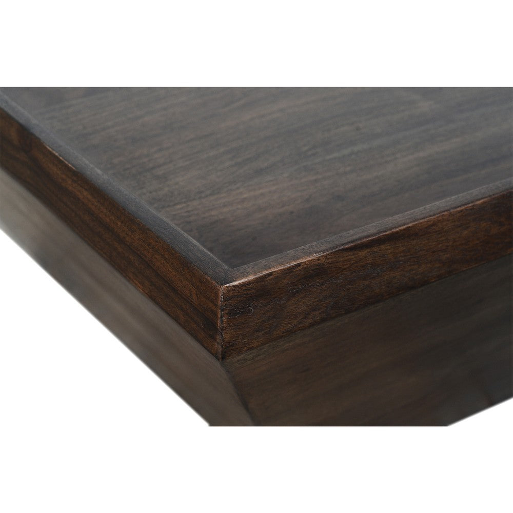 The Urban Port 36 Inch Square Shape Acacia Wood Coffee Table with Trapezoid Base, Brown
