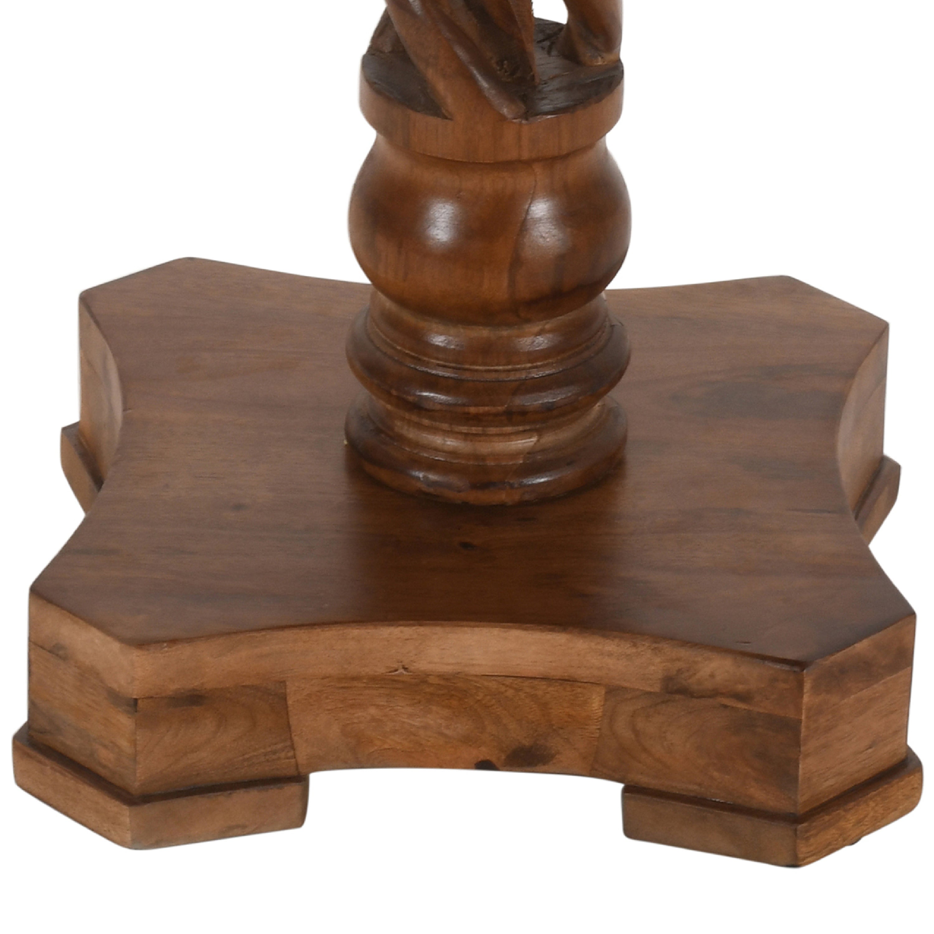 The Urban Port 30 Inch Handcrafted Round Mango Wood Dinette, Artisanal Twisted Pedestal Base, Walnut Brown