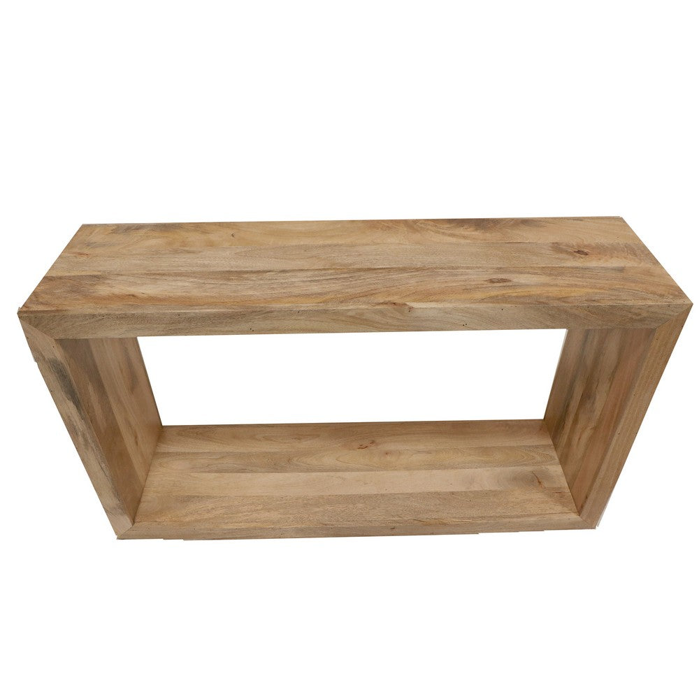 The Urban Port Keli 52 Inch Mango Wood Sideboard Console Table, Open Cube, 1 Shelf, Natural Brown