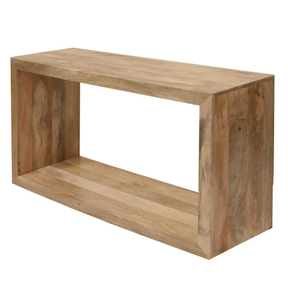 The Urban Port Keli 52 Inch Mango Wood Sideboard Console Table, Open Cube, 1 Shelf, Natural Brown